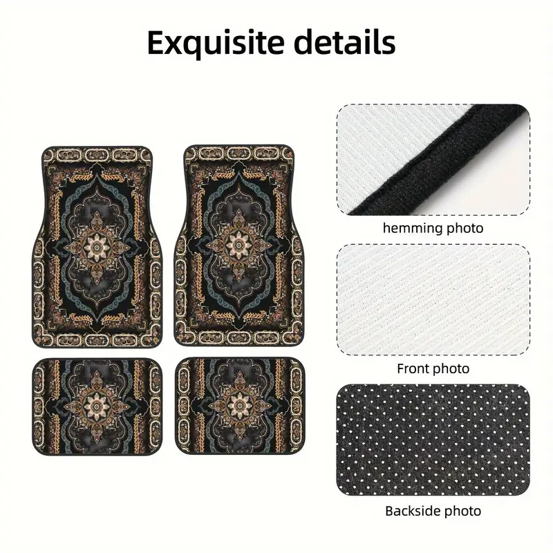 Luxury Oriental Car Floor Mat Set – 4-Piece Anti-Slip
